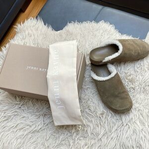 Jenni Kayne: Shearling-Lined Moc Clog - Laurel Color. Size 38. Made in Italy.